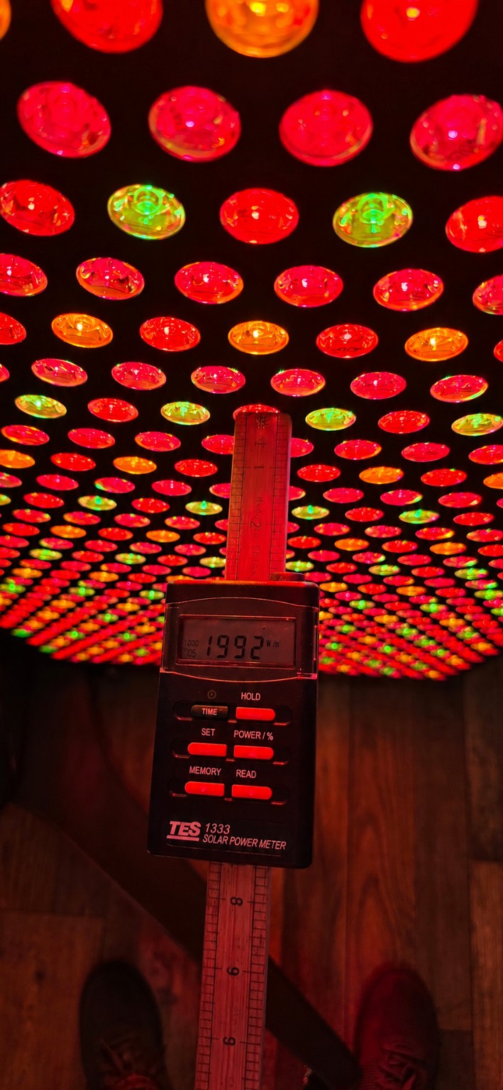 TES-1333 solar power meter measuring the NrG Phoenix at 3 inches, displaying 1992 watts per square meter